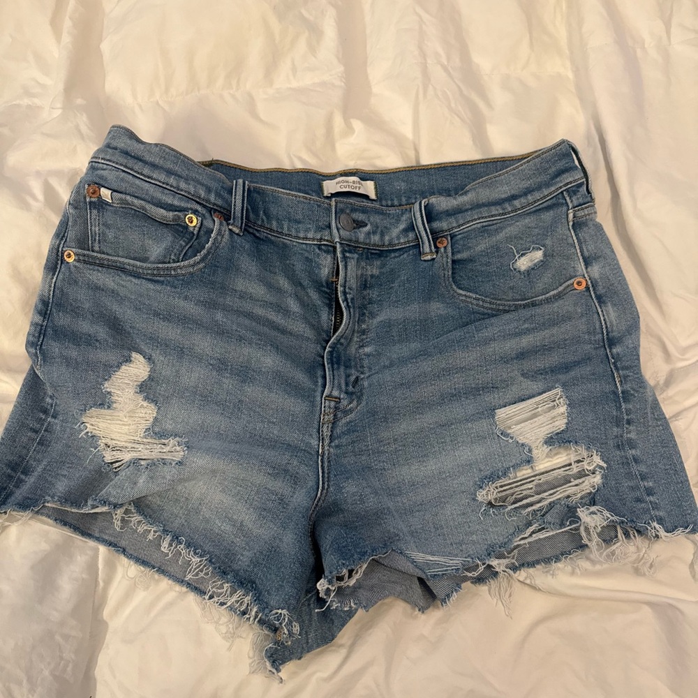 American Eagle High-Rise Distressed Denim Women’s Shorts - Light Blue